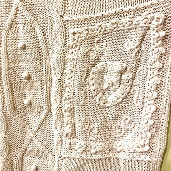 Vintage cotton / ramie sweater Aran style sweater - Picture 2 of 11